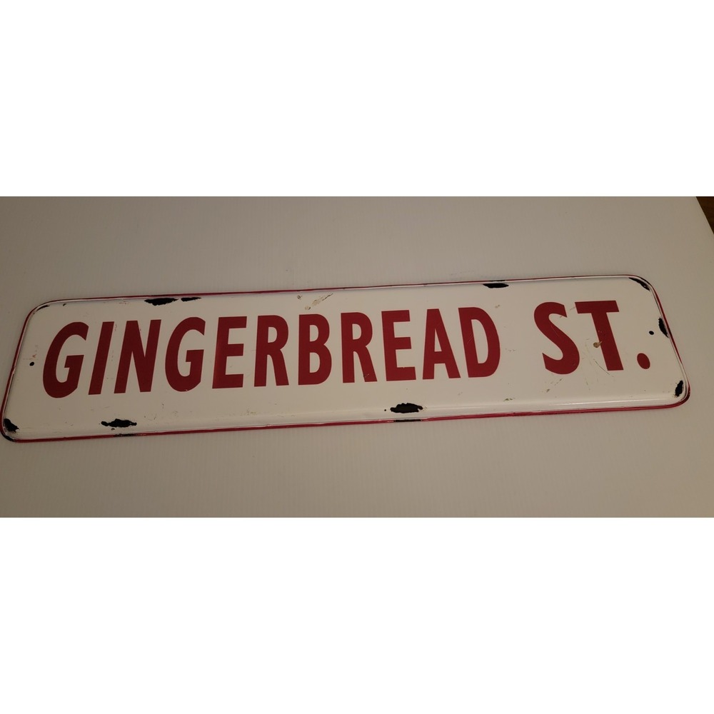 gingerbread White And Red bakery sign Metal Distressed